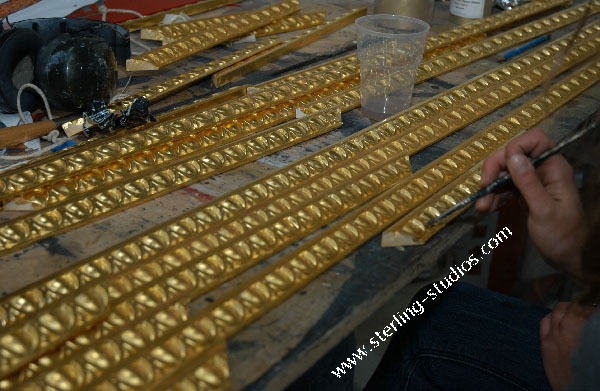 water gilding on wooden mouldings